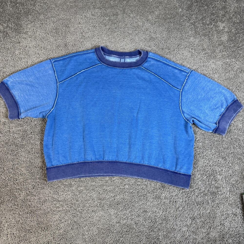 We The Free Sweatshirt Womens XS Blue Pullover Everything Oversized Fleece Lined